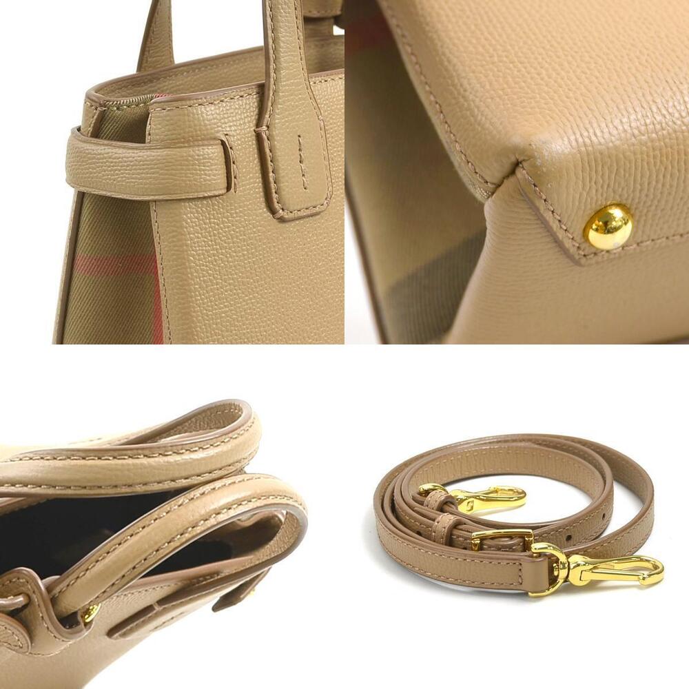 Burberry Handbag Canvas Shoulder Camel Bag Leather - Picture 3 of 4